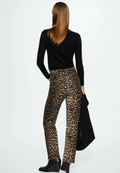 “Mara” Leopard high-waisted straight jeans