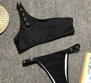"Ninon" asymmetric two-piece swimsuit